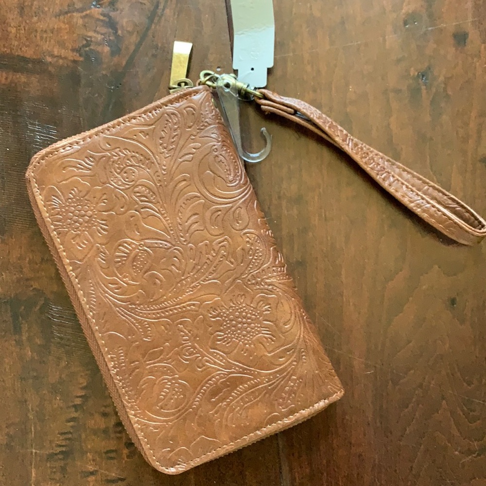 Brown Floral Cowgirl Wallet Wristlet